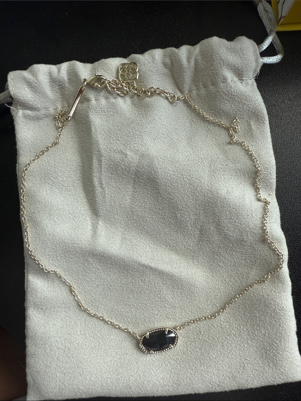 Kendra Scott Elisa Silver Pendant Necklace in Black Opaque Glass - Picture 2 of 6